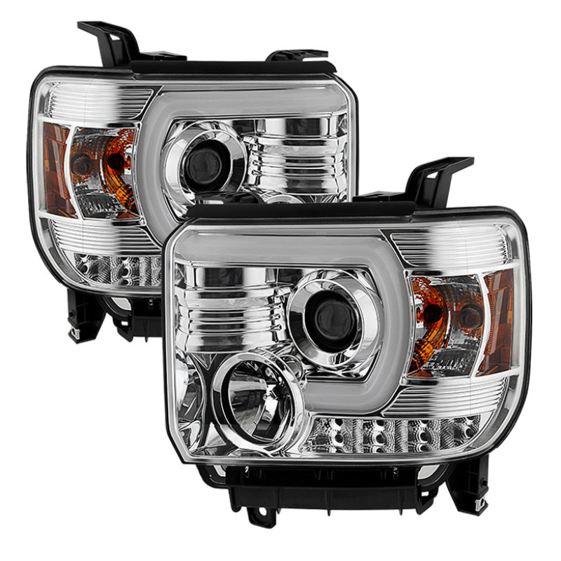 SPYDER 5080622 | Spyder GMC Sierra 1500 Projector Headlights - Light Bar DRL - Chrome - (PRO-YD-GS14-LBDRL-C); 2014-2015