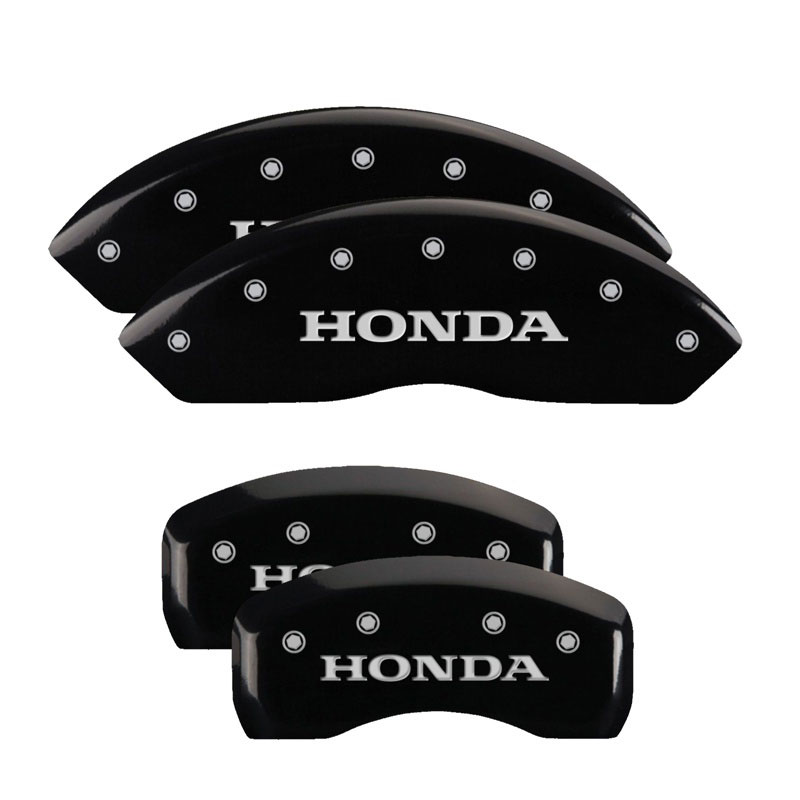 MGP 20211SHONBK | 4 Caliper Covers Engraved Front & Rear Honda Black finish silver ch; 2010-2011