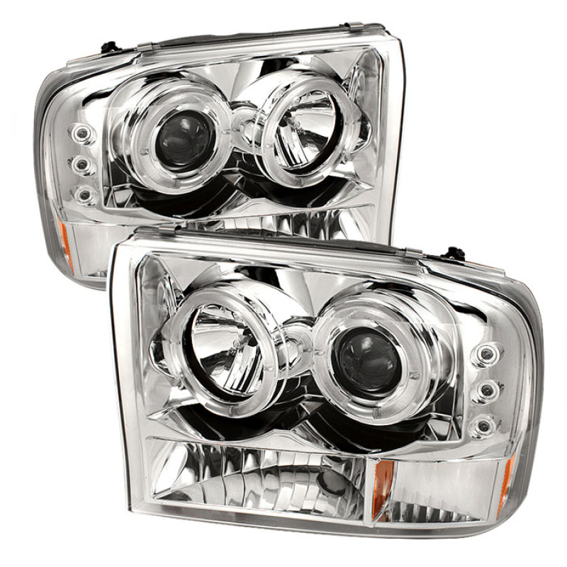 SPYDER 5010360 | Spyder Ford Excursion 1PC Dual Halo LED ( Replaceable LEDs ) Projector Headlights G2 Version - Chrome - (PRO-YD-FF25099-1P-G2-C); 2000-2004