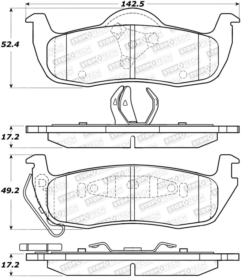 Stoptech 308.10870 | StopTech Street Brake Pads Jeep Grand Cherokee Limited Premium, Rear; 2006-2010