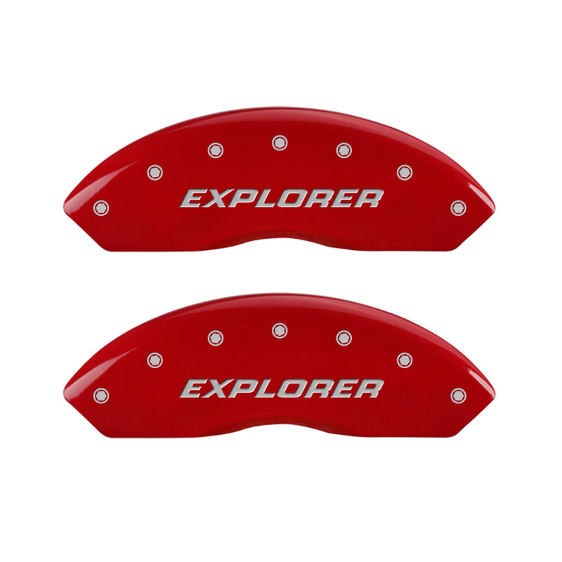 MGP 10041SEXPRD | 4 Caliper Covers Engraved Front & Rear Explorer/2011 Red Finish Silver Char 2009 Ford Explorer; 2009-2010