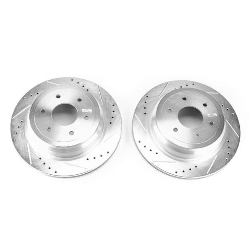 PowerStop jbr1755xpr | Power Stop 16-18 Nissan Titan XD Rear Evolution Drilled & Slotted Rotors - Pair; 2016-2018