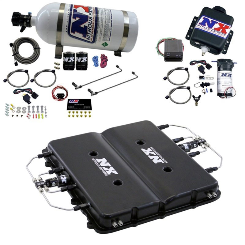 Nitrous Express 20939BMF-10 | Nitrous & Water Injection Kit w/Billet LT4 Supercharger Lid w/10lb Bottle; 2017-2019