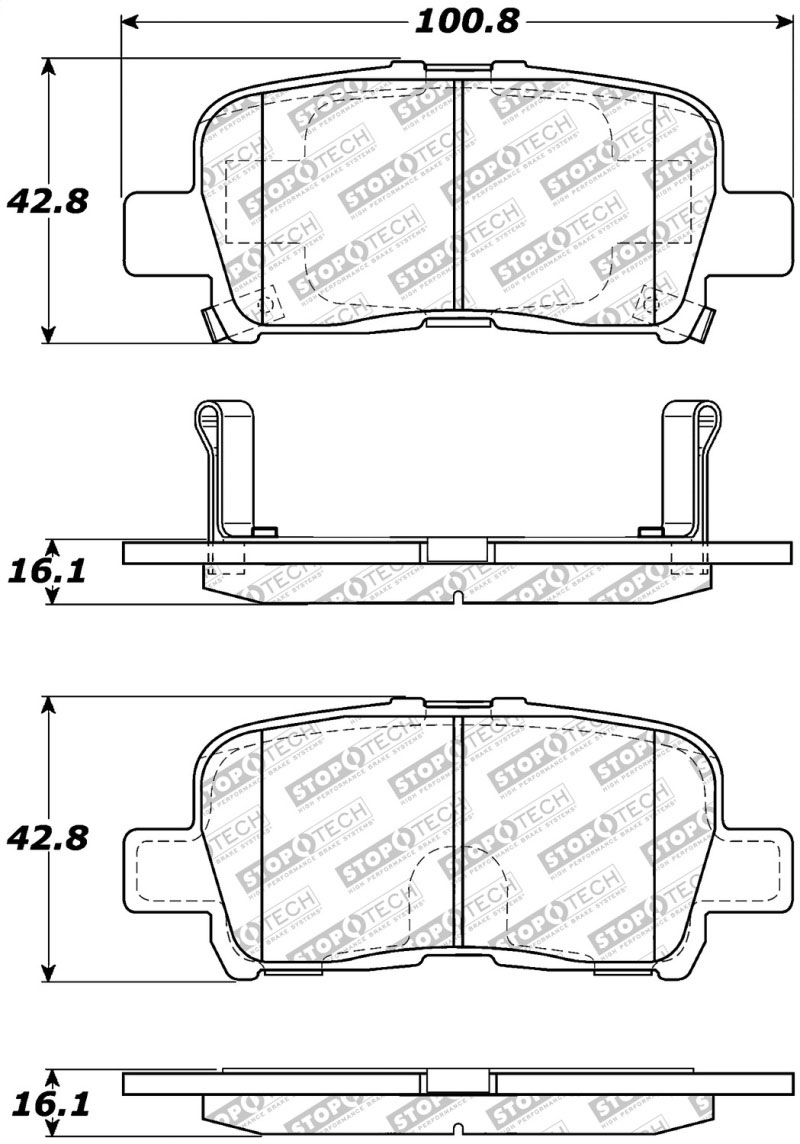 Stoptech 305.08650 | StopTech Street Select Brake Pads Honda Pilot, Rear; 2003-2008