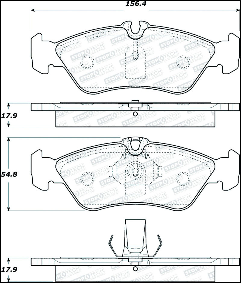 Stoptech 308.12290 | StopTech Street Brake Pads Dodge Sprinter 2500 ATE, Rear; 2003-2006