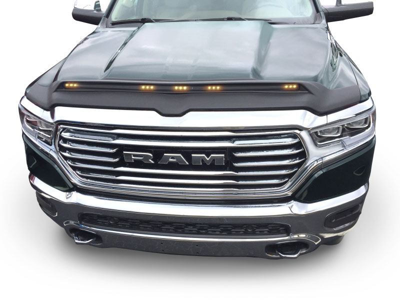 AVS 753163 | 2019 Dodge Ram 1500 Aeroskin Low Profile Hood Shield w/ Lights - Black; 2019-2022