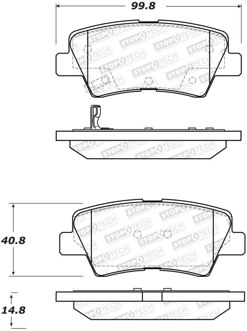 Stoptech 308.15440 | StopTech Street Brake Pads Hyundai Accent, Rear; 2012-2017