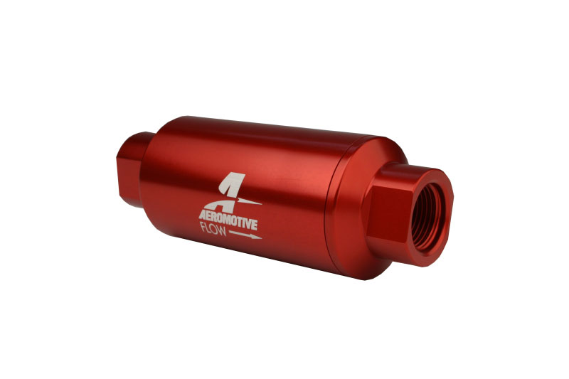 Aeromotive 12335 | In-Line Filter - AN-10 size - 40 Micron SS Element - Red Anodize Finish