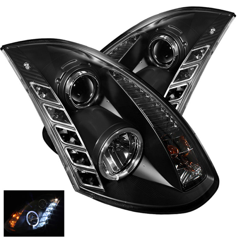 SPYDER 5011060 | Spyder Infiniti G35 2Dr DRL LED Projector Headlights - Black - (PRO-YD-IG35032D-DRL-BK); 2003-2007