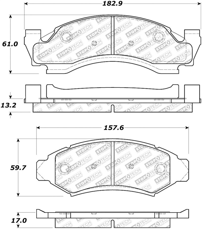 Stoptech 305.03750 | StopTech Street Select Brake Pads Ford E-150 Econoline, Front; 1986-1993