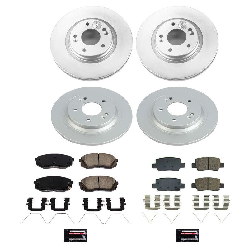 PowerStop crk8811 | Power Stop 2021 Kia Seltos Front & Rear Z17 Coated Brake Kit