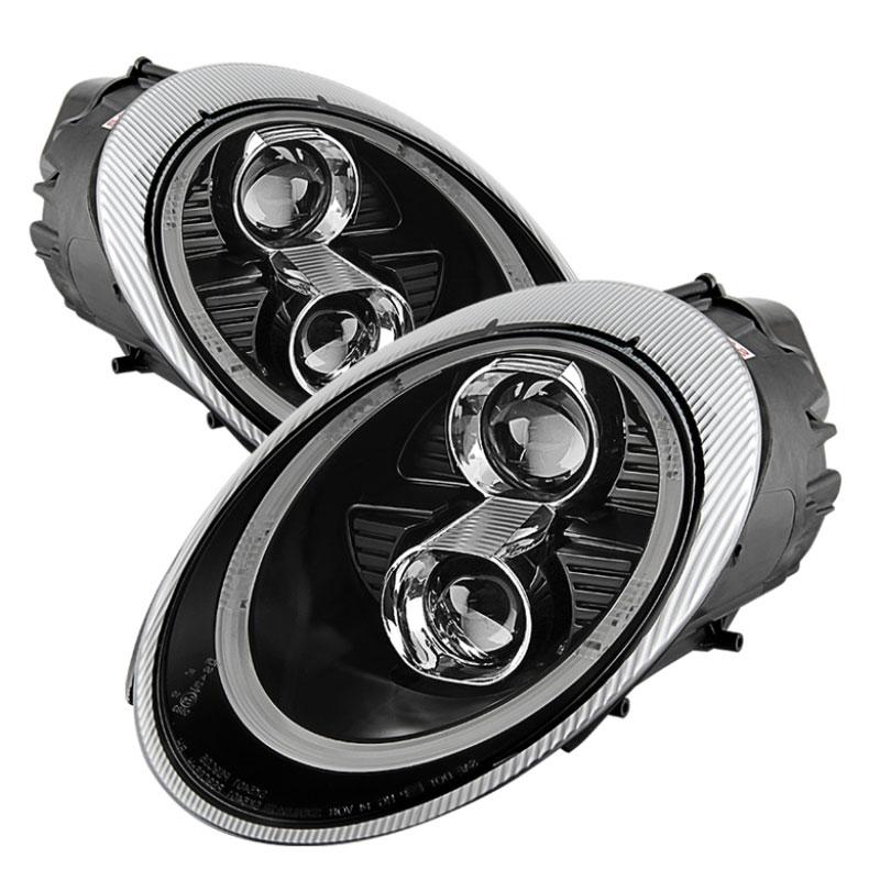 SPYDER 5080134 | Spyder Porsche 911 997 Projector Headlights - Halogen Model Only - DRL LED - Black - (PRO-YD-P99705-DRL-BK); 2005-2009