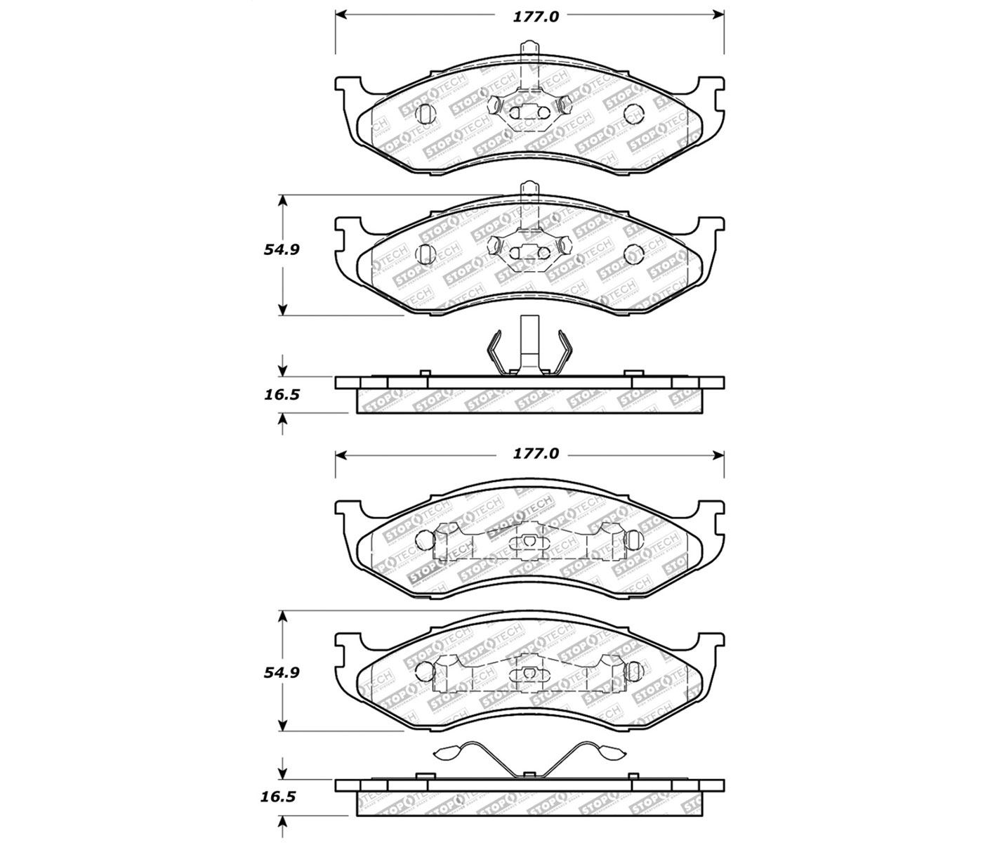 Stoptech 309.04770 | StopTech Sport Brake Pads Jeep Grand Wagoneer, Front; 1993-1993