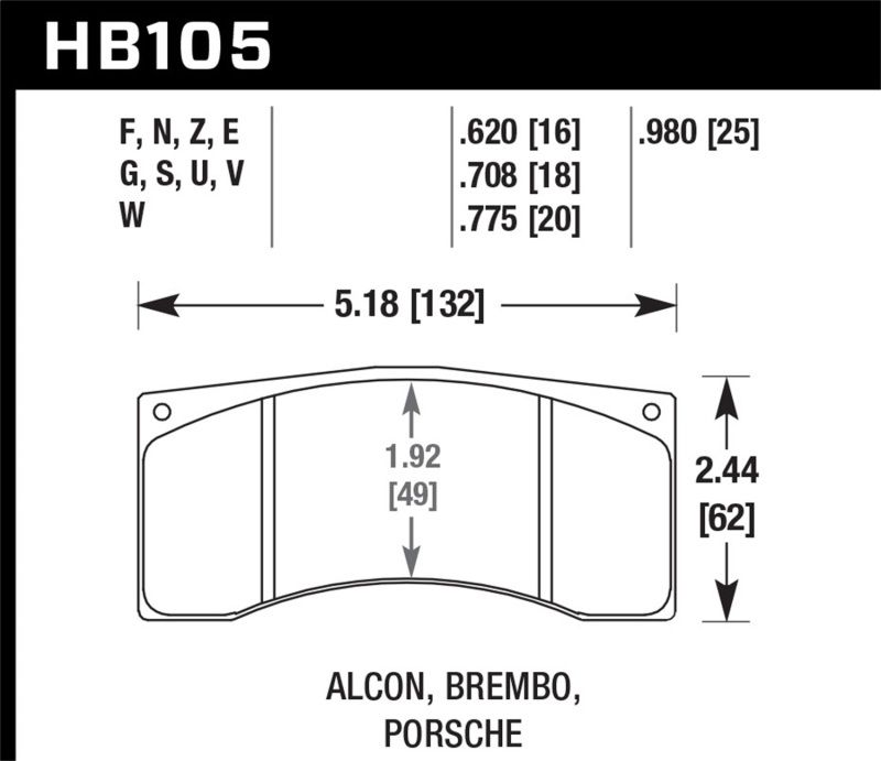 Hawk Performance hb105g.980 | Hawk Brembo/Alcon DTC-60 Race Brake Pad Sets