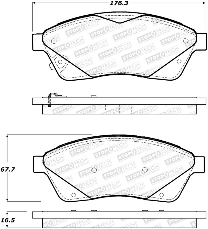 Stoptech 308.14220 | StopTech Street Brake Pads Cadillac SRX, Front; 2010-2016