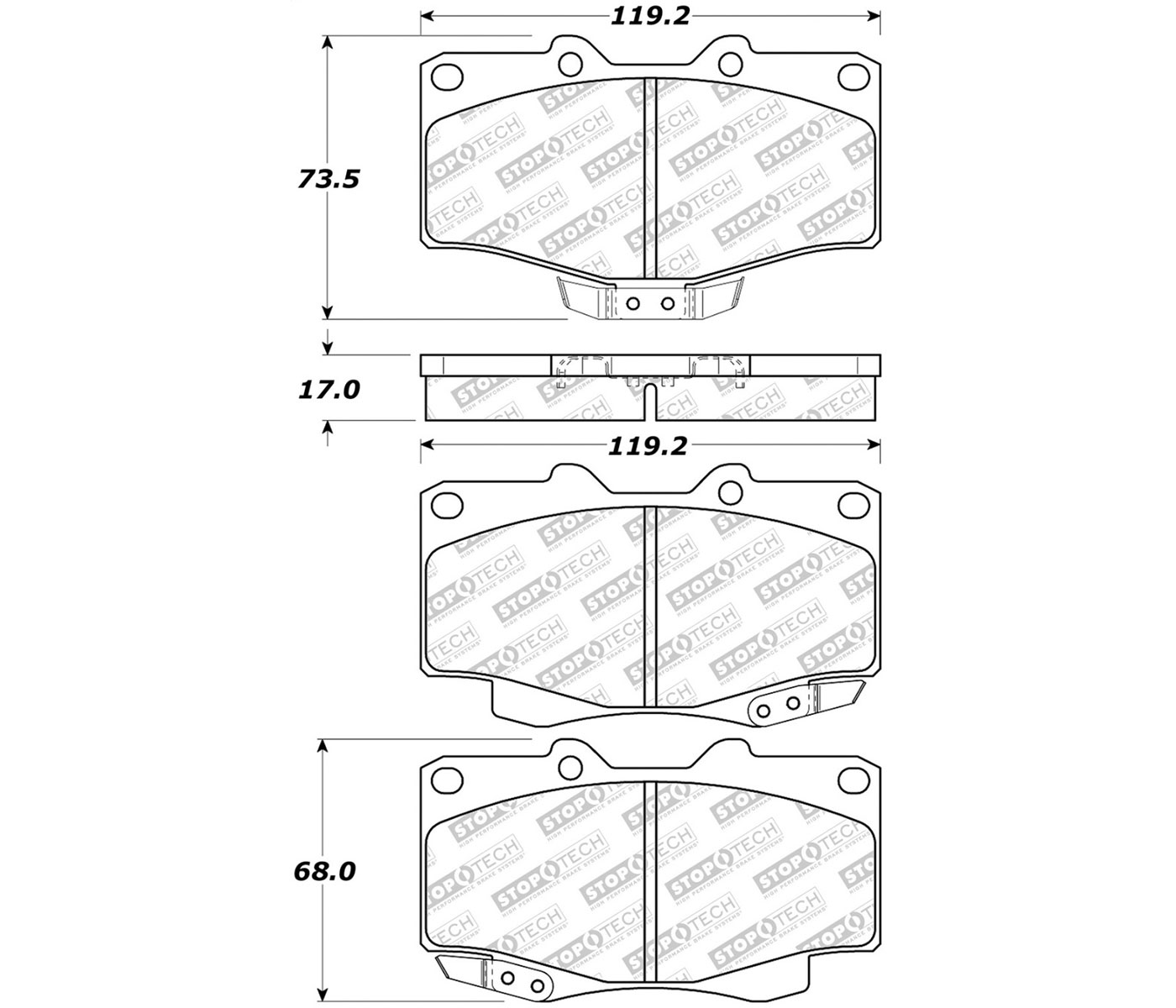 Stoptech 305.04360 | StopTech Street Select Brake Pads Toyota Hilux, Front; 2004-2009