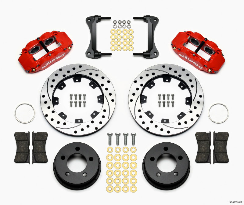 Wilwood 140-12576-dr | Narrow Superlite 4R Front Kit 12.19in Drilled Red 87-89 Jeep YJ; 1987-1989