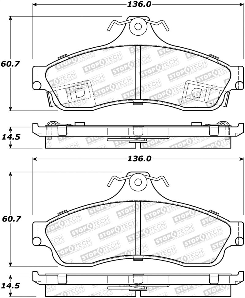 Stoptech 308.06280 | StopTech Street Brake Pads Chevrolet Impala, Rear; 1994-1996