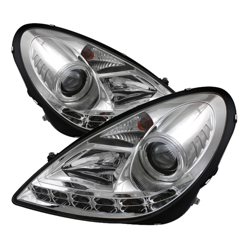 SPYDER 5032539 | Spyder Mercedes Benz R171 SLK ( NON HID ) DRL LED Projector Headlights - Chrome - (PRO-YD-MBSLK05-DRL-C); 2005-2010