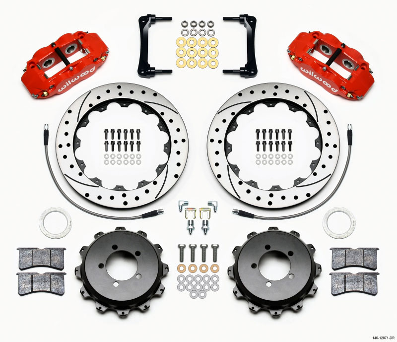 Wilwood 140-12871-dr | Narrow Superlite 4R Rear Kit 12.88in Drilled Red 2012-Up Toyota / Scion FRS w/Lines; 2012-2021