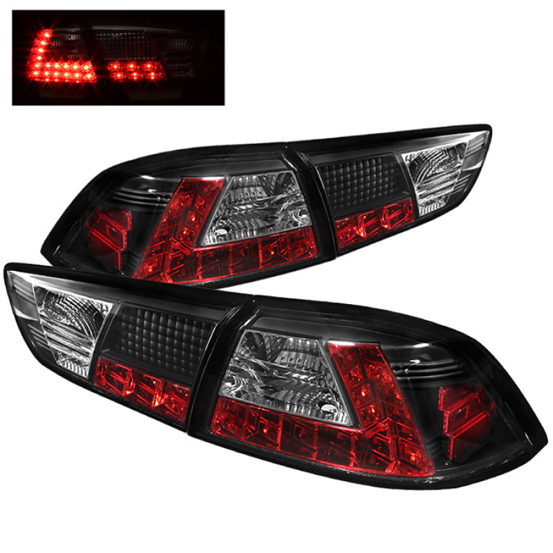 SPYDER 5030375 | Spyder Mitsubishi Lancer / Evolution X (Not Fit SportBack) LED Tail Lights - Black - (ALT-YD-MITEVO1008-LED-BK); 2008-2012