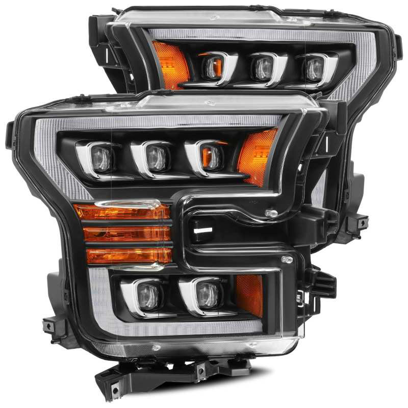 AlphaRex 880152 | Ford Raptor NOVA LED Proj Headlights Plank Style Matte Black w/Activ Light/Seq Signal; 2017-2020