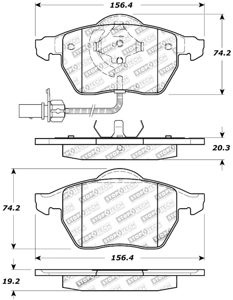 Stoptech 309.08400 | StopTech Sport Brake Pads Audi A4 Quattro Fr 2/99, Front; 1999-1999