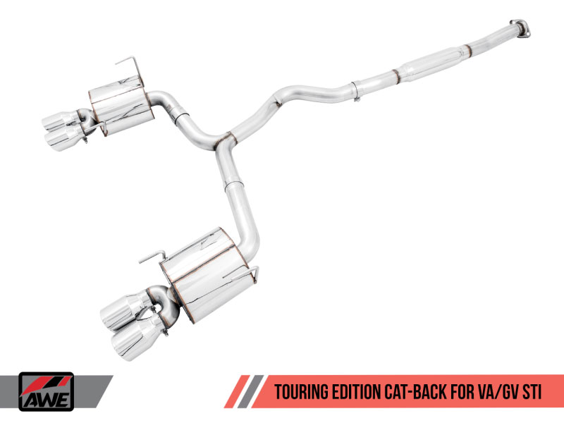 AWE Tuning 3015-42104 | Subaru STI VA / WRX GV / STI GV Sedan Touring Edition Exhaust - Chrome Silver Tip (102mm); 2011-2018