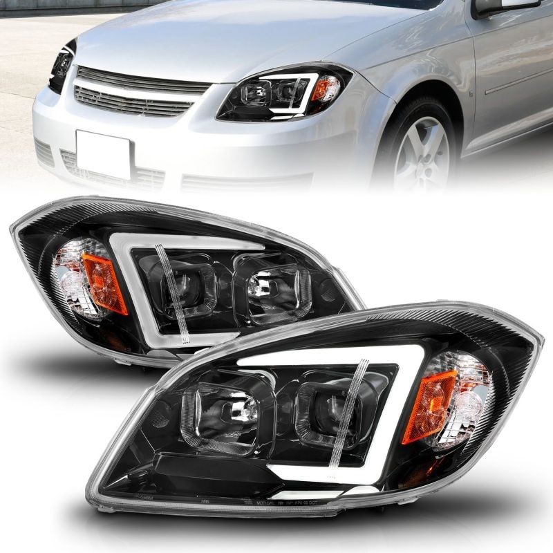 ANZO 121573 | 05-10 Chevrolet Cobalt / 07-10 Pontiac G5 LED Projector Headlights w/ Seq Black Housing; 2005-2010