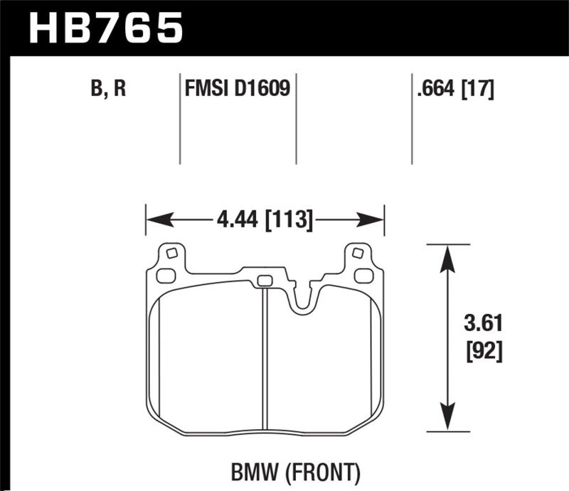 Hawk Performance hb765d664 | Hawk 2014 BMW 228i 2.0L Base M Sport Blue Painted Caliper Front ER-1 Brake Pads; 2014-2014