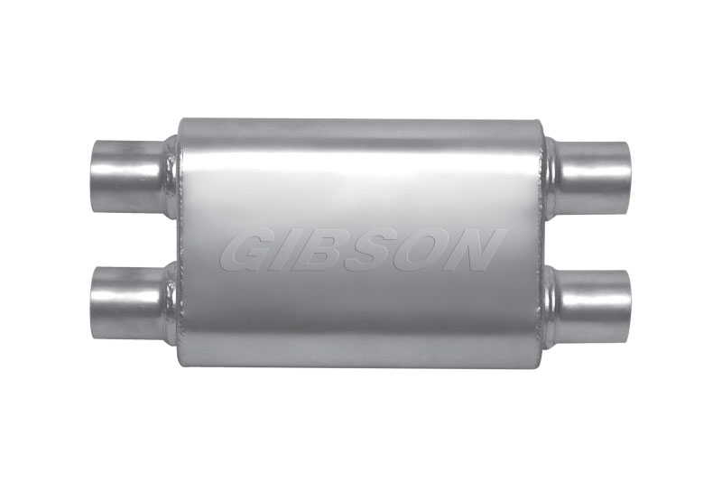 Gibson 55105s | CFT Superflow Dual/Dual Oval Muffler - 4x9x13in/2.25in Inlet/2.25in Outlet - Stainless