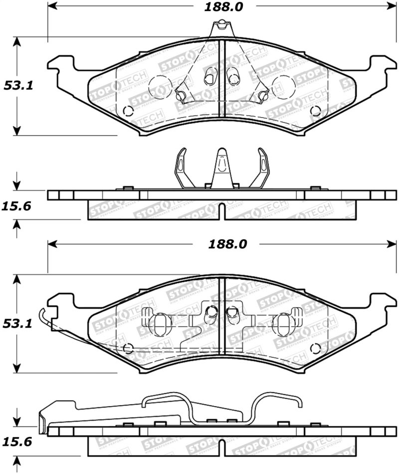 Stoptech 308.04210 | StopTech Street Brake Pads Ford Taurus Steel Piston, Front; 1986-1992