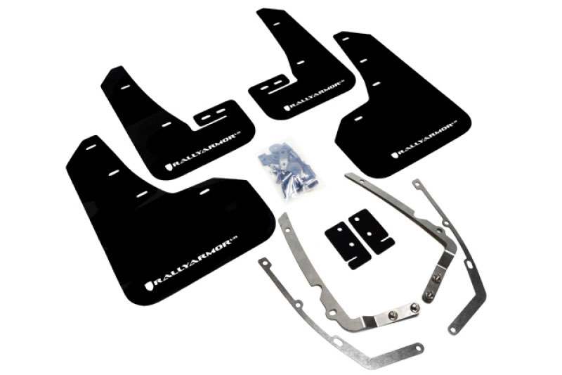 Rally Armor mf37-ur-blk/wh | 2015+ VW Golf/GTI/TSI UR Black Mud Flap w/ White Logo; 2015-2021