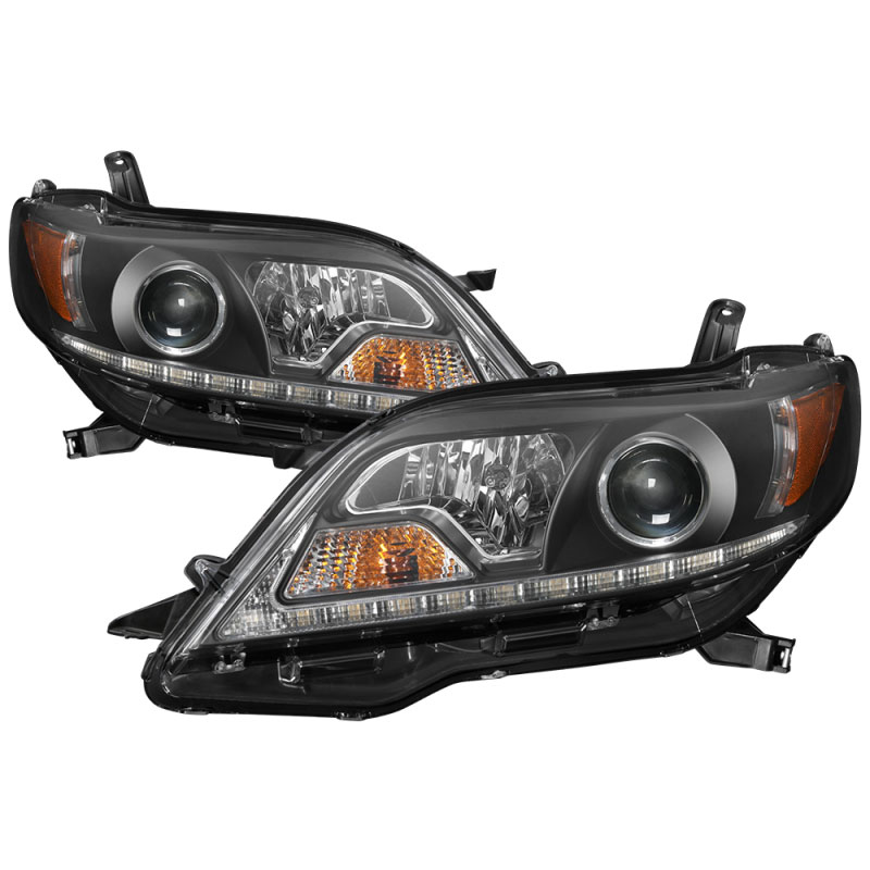 SPYDER 5084002 | Spyder Toyota Sienna Projector Headlights - Halogen Model Only - DRL LED - Black - (PRO-YD-TSEN15-DRL-BK); 2015-2017