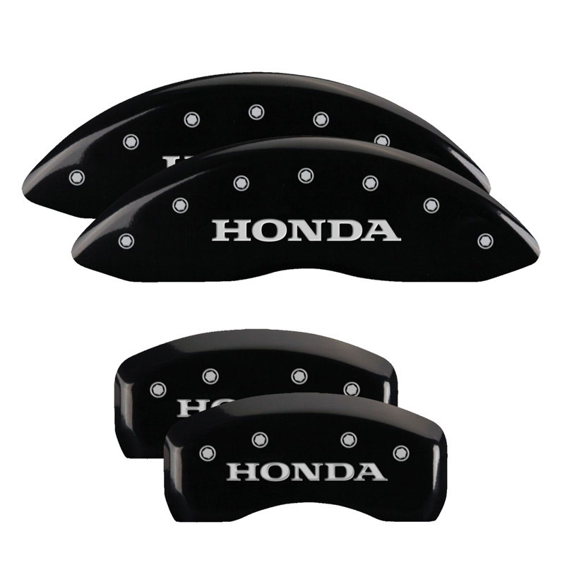 MGP 20201SHONBK | 4 Caliper Covers Engraved Front & Rear Honda Black finish silver ch; 2012-2014