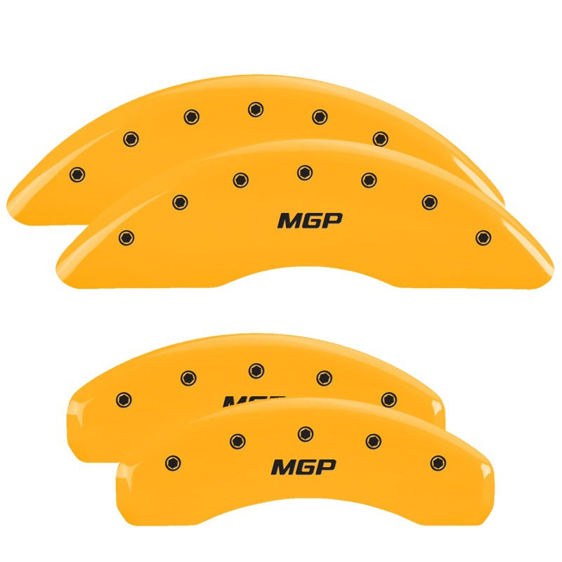 MGP 17222SMGPYL | MGP 4 Caliper Covers Engraved Front & Rear MGP Yellow Finish Black Char 2018 Nissan Titan XD; 2018-2018