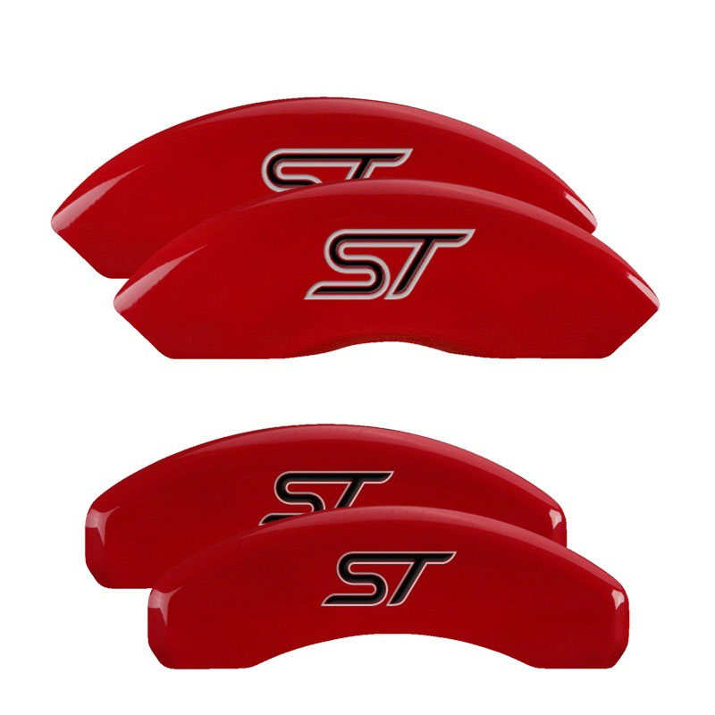 MGP 10119SST1RD | 4 Caliper Covers Engraved Front & Rear No bolts/ST Red finish silver ch; 2011-2014