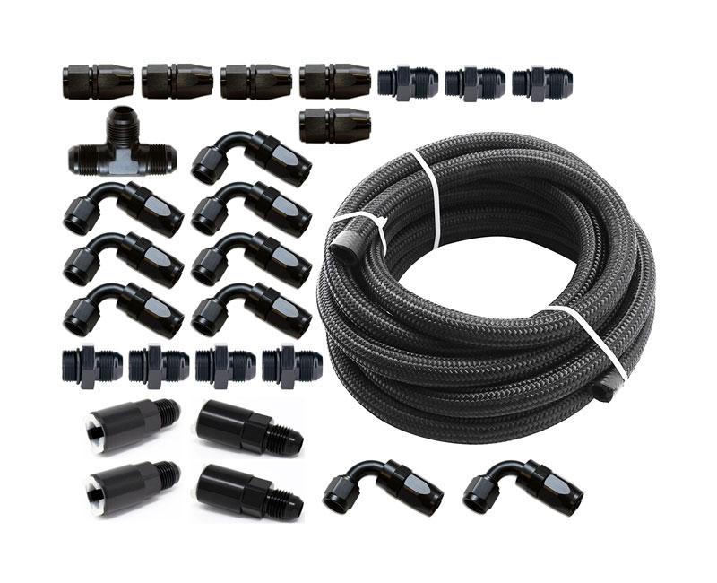 Torque Solution ts-su-6flk-am-ff | Braided Fuel Line Kit for -6 Aeromotive FPR & Flex Fuel Kit - 02-14 Subaru WRX; 2002-2002