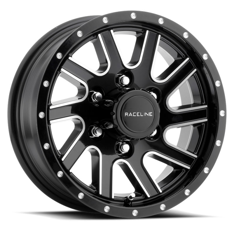 Raceline 820m55012 | 820M Twisted 15x5in / 5x114.3 BP / 0mm Offset / 3.19mm Bore - Black & Machined Wheel