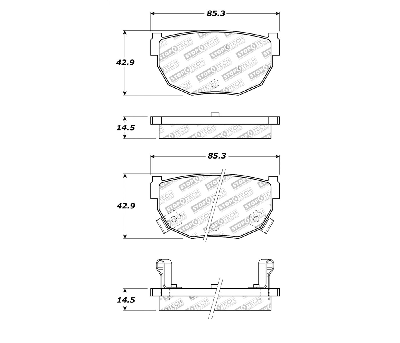 Stoptech 308.02720 | StopTech Street Brake Pads Nissan 280ZX, Rear; 1982-1983