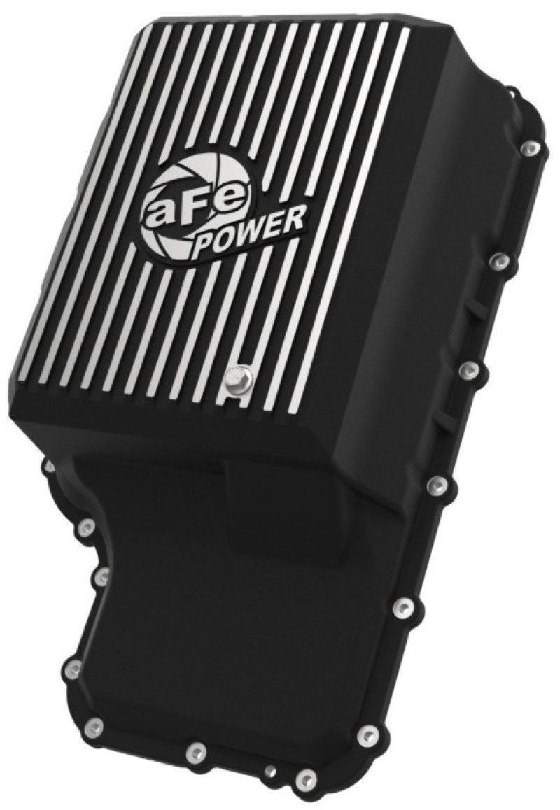 aFe 46-71220b | 20-21 Ford Truck w/ 10R140 Transmission Pan Black POWER Street Series w/ Machined Fins; 2020-2022