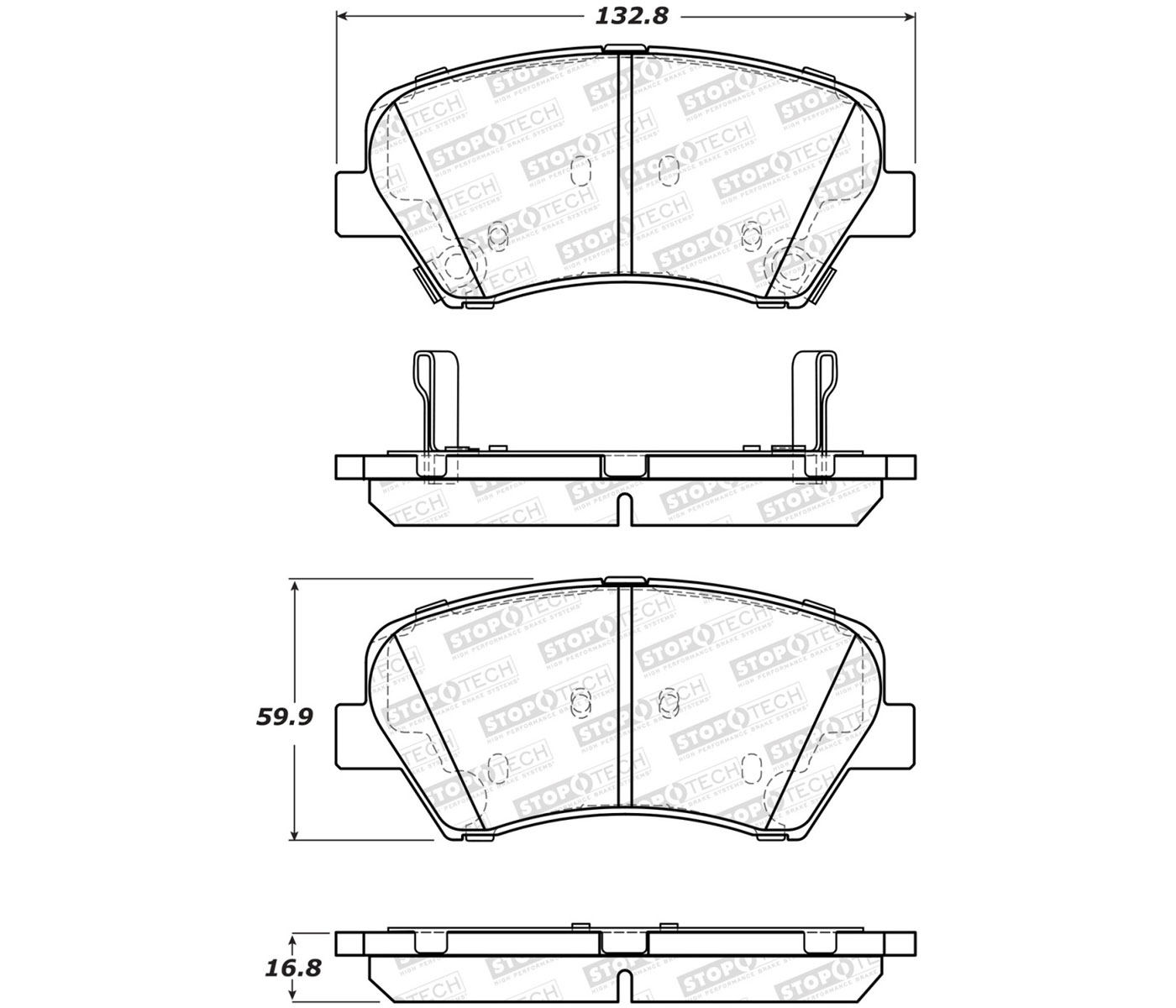 Stoptech 308.15430 | StopTech Street Brake Pads Kia Soul, Front; 2010-2010