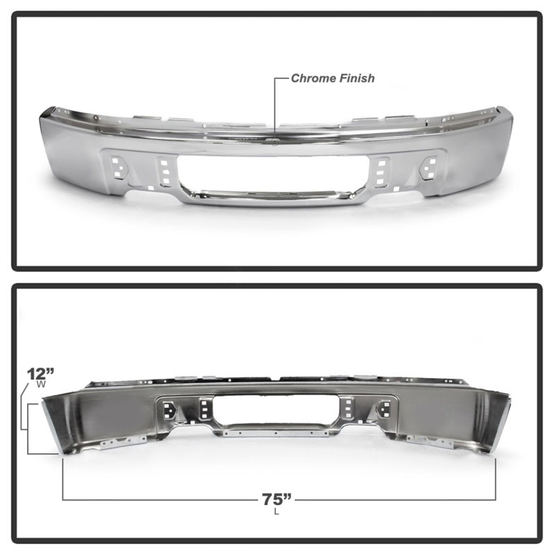 SPYDER 9948473 | Spyder Ford F150 09-14 w/o Fog Light Hole Front Bumper - Chrome (OEM # 9L3Z17757A); 2009-2014