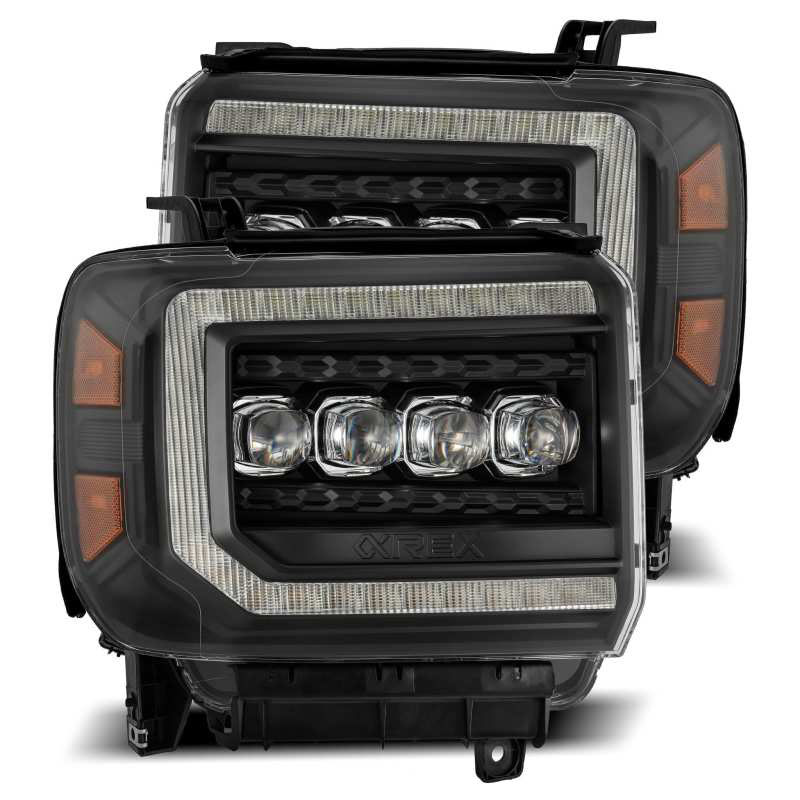 AlphaRex 880617 | 14-18 GMC Sierra NOVA LED Proj Headlights Plank Style Black w/Activ Light/Seq Signal/DRL; 2014-2018