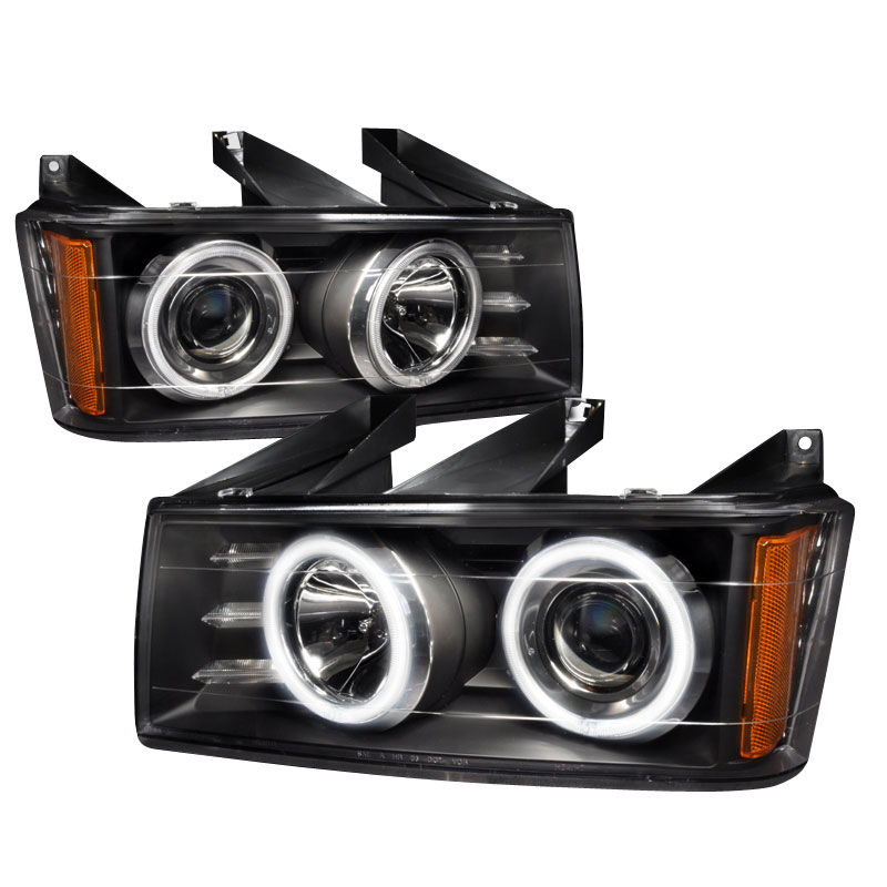 Spec-D Tuning 4LHP-COL04JM-KS | Chevrolet Colorado Ccfl Halo Projector Headlights Black; 2004-2006