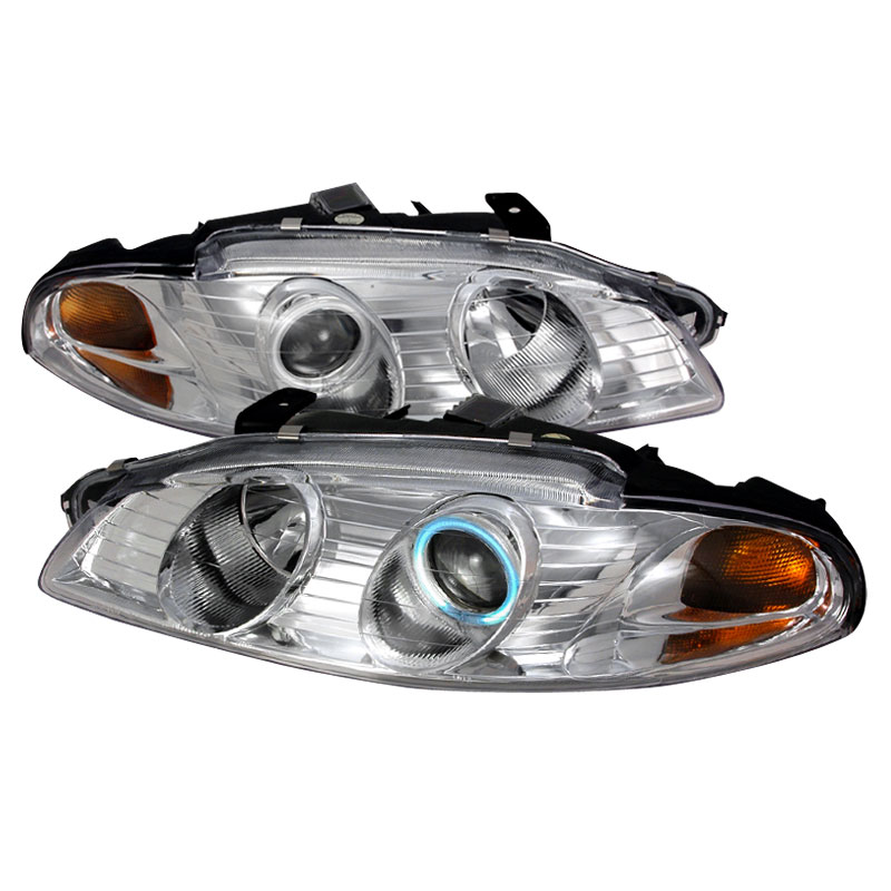 Spec-D Tuning 4LHP-ELP97-KS | Mitsubishi Eclipse Ccfl Halo Projector Headlights Chrome; 1997-1999