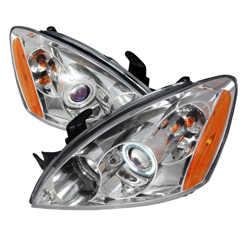 Spec-D Tuning 4LHP-LAN03H-KS | Mitsubishi Lancer Ccfl Halo Projector Headlights Chrome; 2004-2006