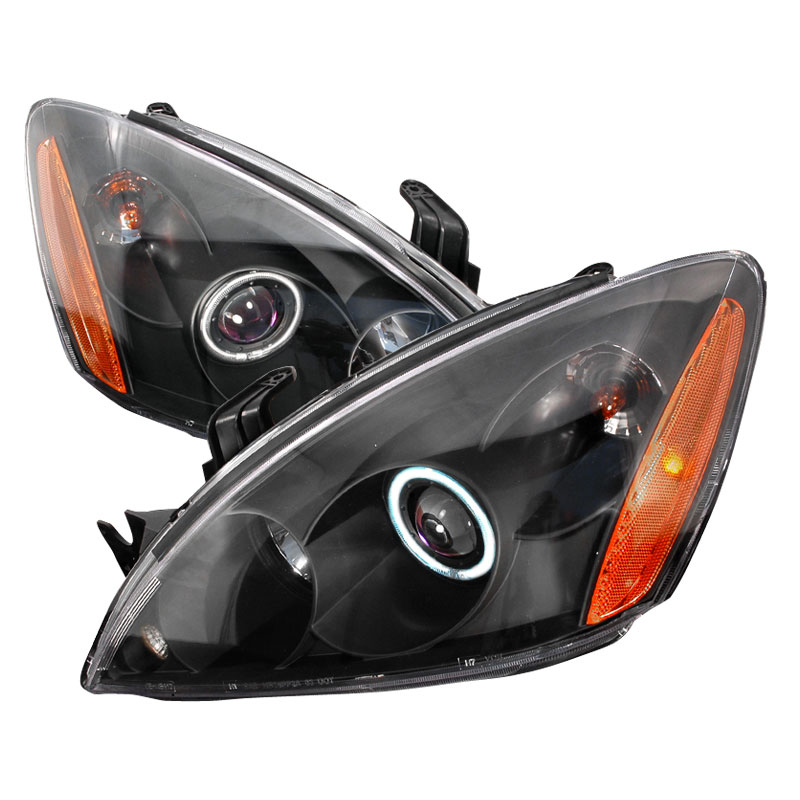 Spec-D Tuning 4LHP-LAN03HJM-KS | Mitsubishi Lancer Ccfl Halo Projector Headlights Black; 2004-2006