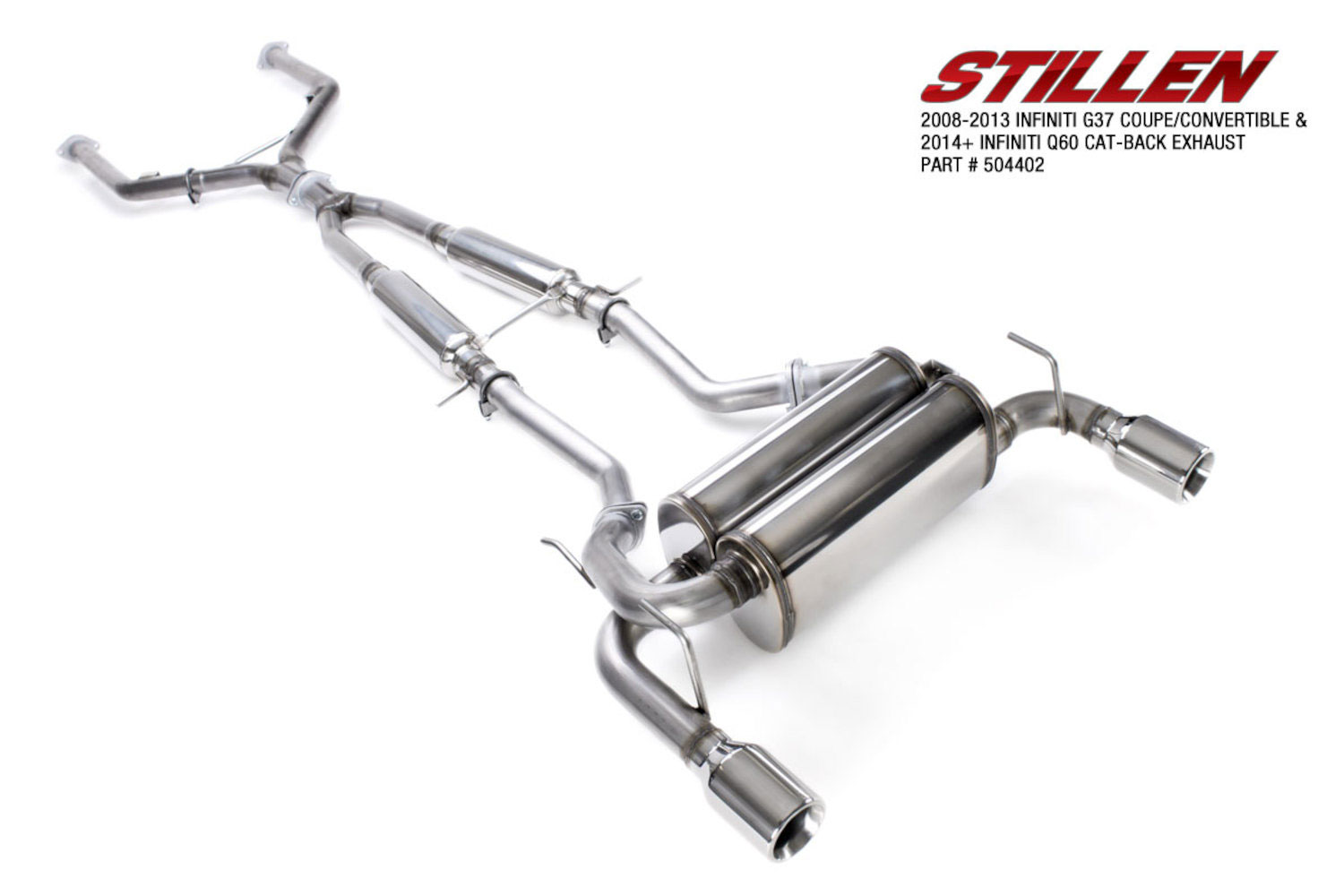 Stillen 504402 | STILLEN Cat-Back Exhaust 14-16 Q60 Rwd, 08-13 G37 2Dr Dual Wall Tip. 2 Box Kit; 2014-2016