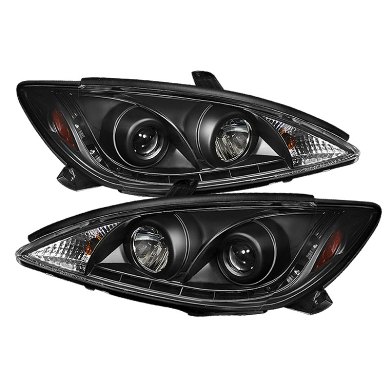 SPYDER 5042798 | Spyder Toyota Camry DRL LED Projector Headlights - Black - (PRO-YD-TCAM02-DRL-BK); 2002-2006